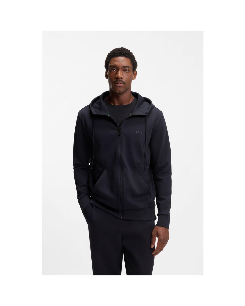 Boss Blue Zip-Up Hoodie for men