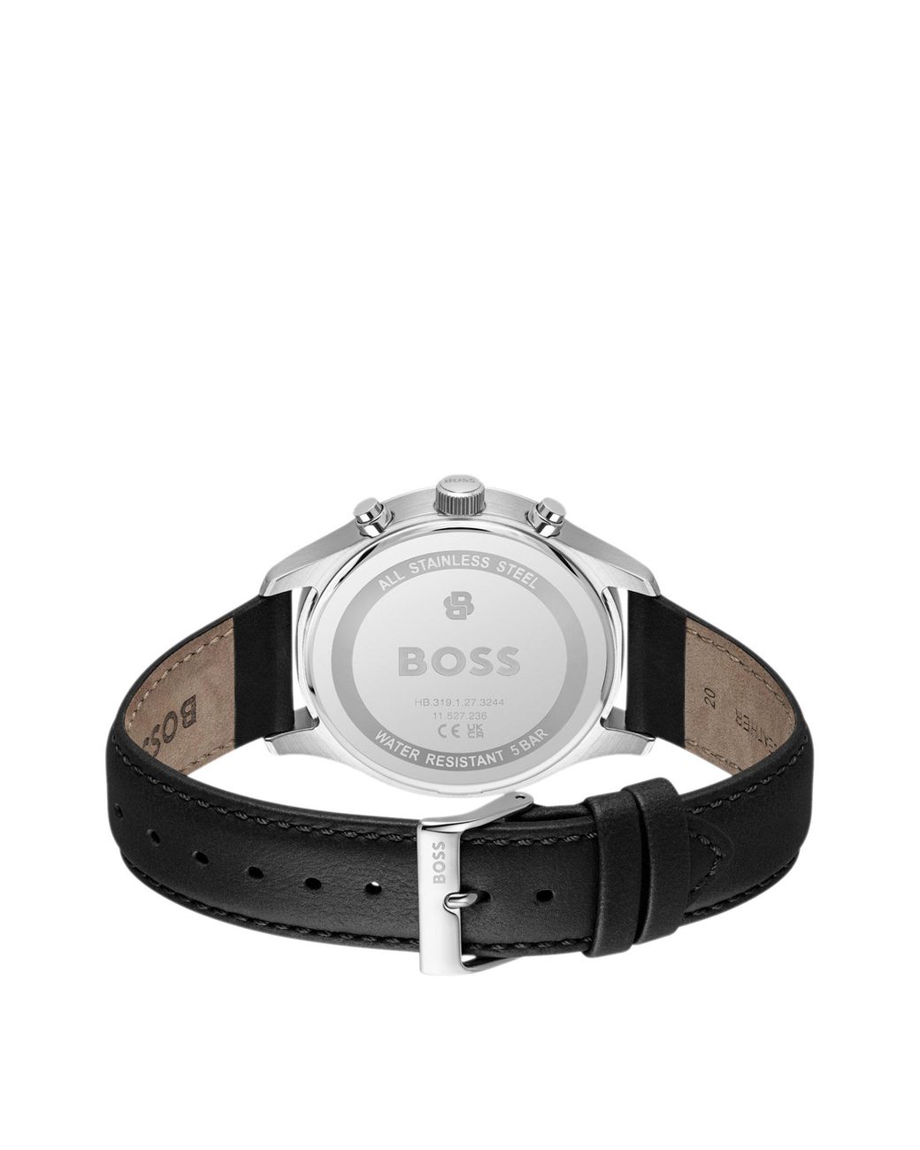 Boss Stratus-Chronograaf Met Zwarte Leren Polsband in het Black voor heren