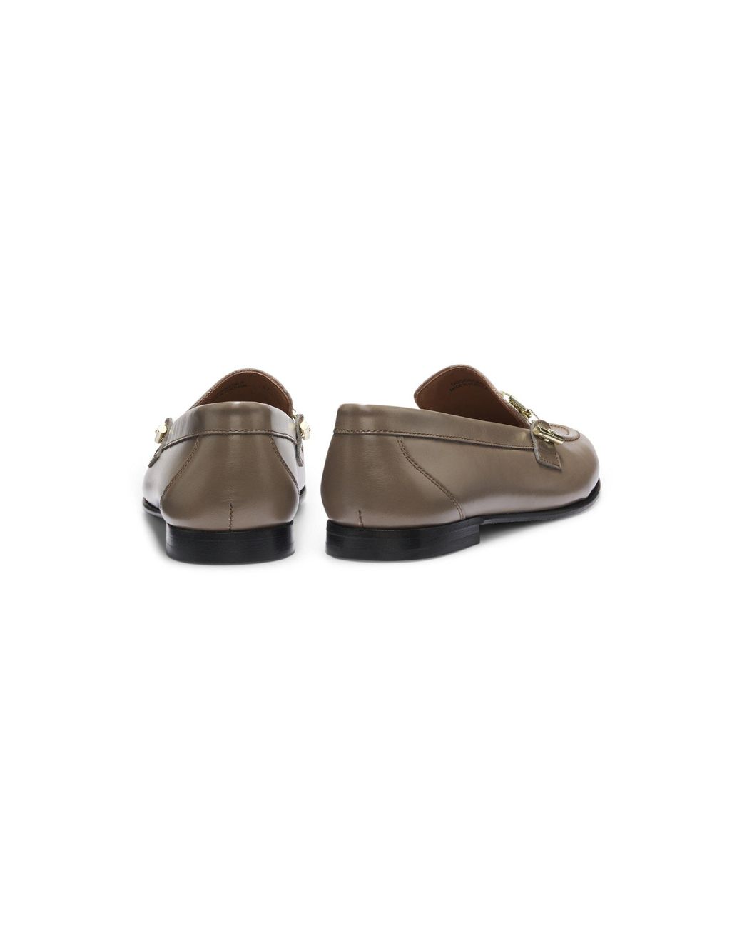 Boss Brown Leather Loafers With Chain Trim And Logo Detail