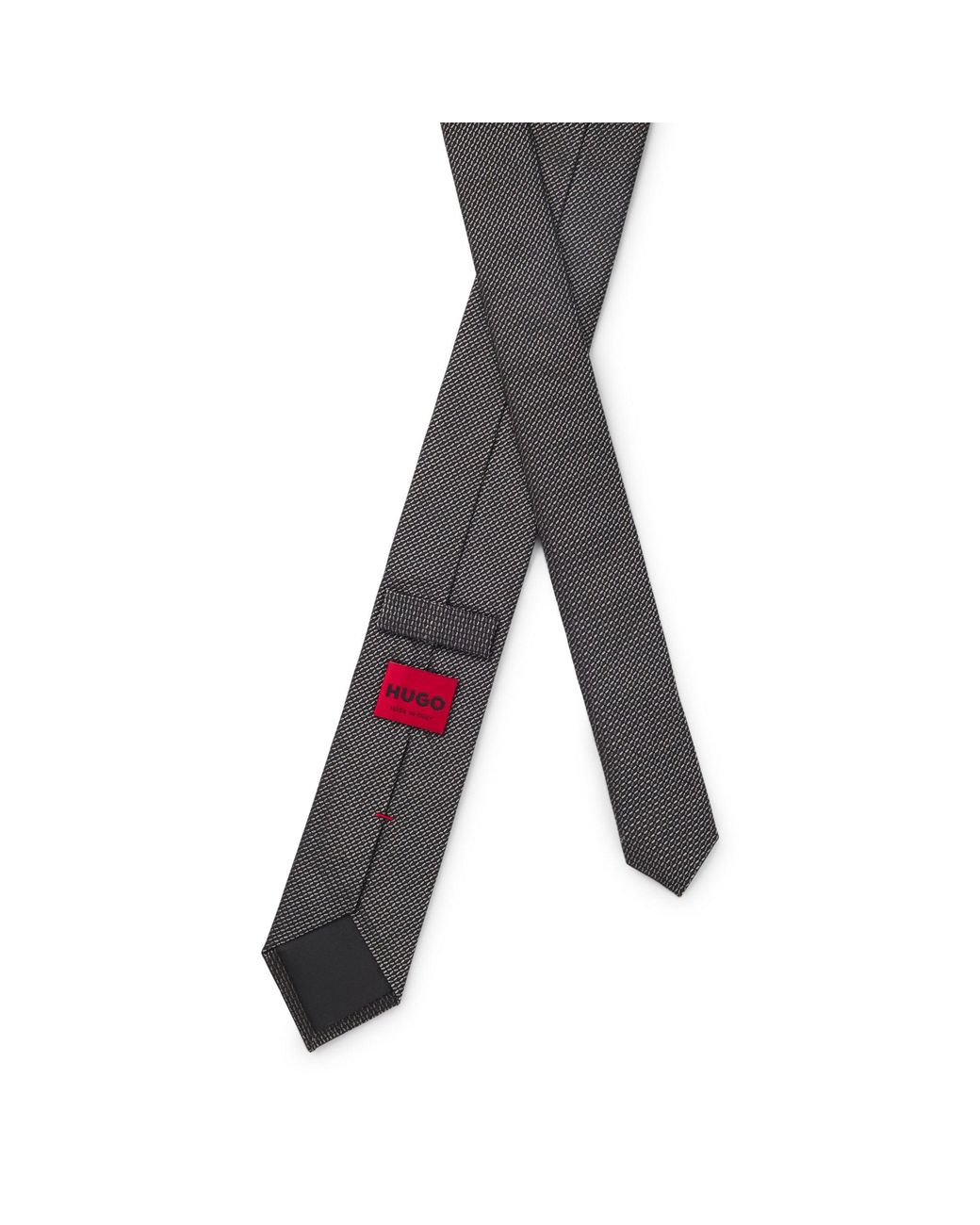 HUGO Gray Silk Tie With Jacquard Pattern for men