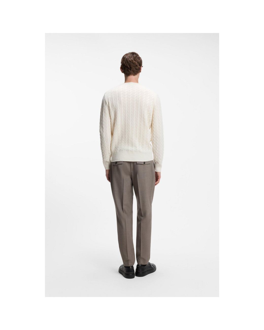 Boss Natural Cable-Knit Sweater for men