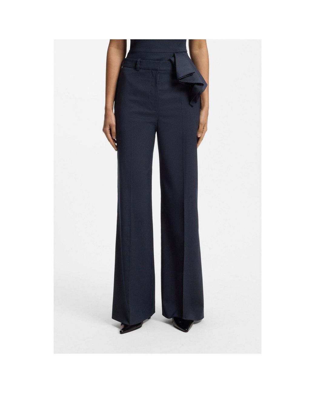 HUGO Blue Regular-Fit Wide-Leg Trousers