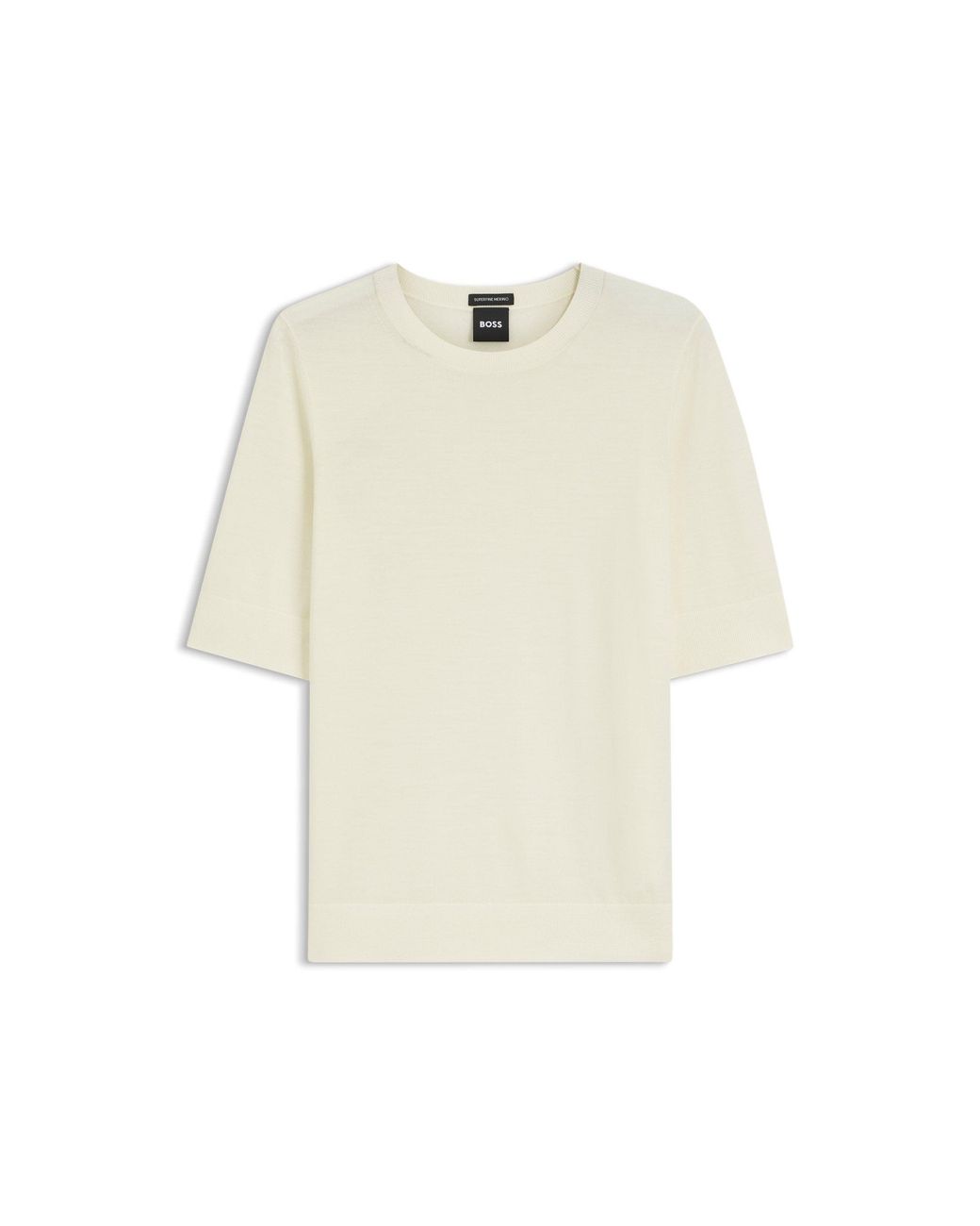 Boss White Slim-Fit Short-Sleeved Sweater