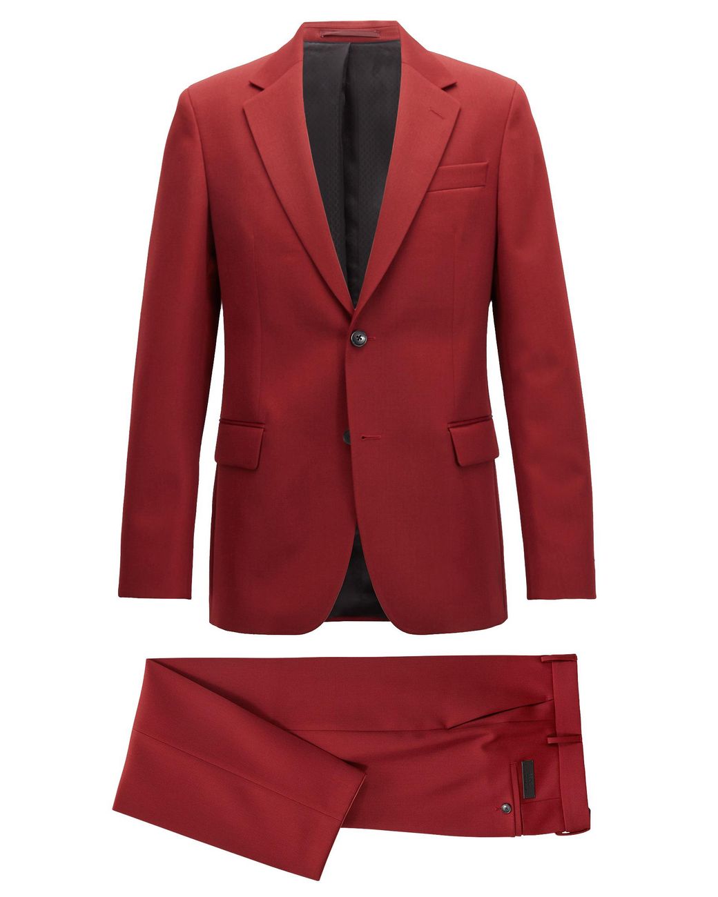 BOSS by HUGO BOSS Made In Germany Slim-fit Suit In Virgin-wool Twill in Red  for Men | Lyst UK
