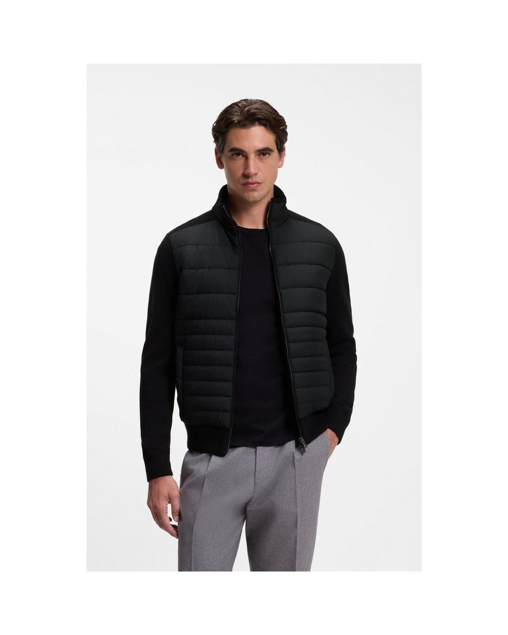 Boss Black Zip-Up Jacket With Padded Front for men