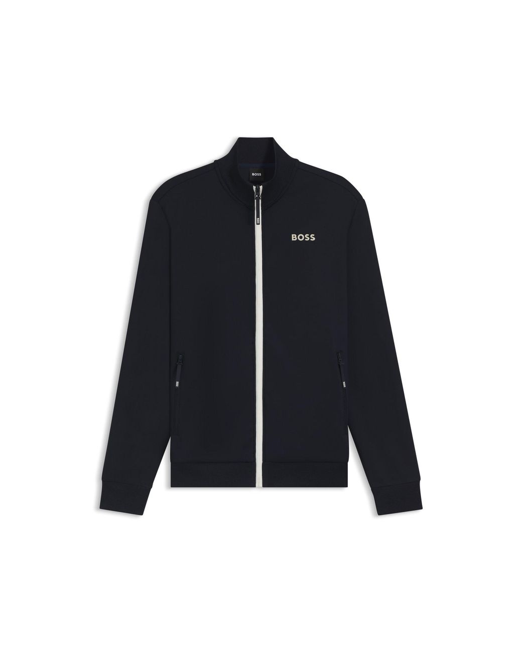 Boss Blue Equestrian Zip-Up Jacket With Signature-Stripe Trims for men