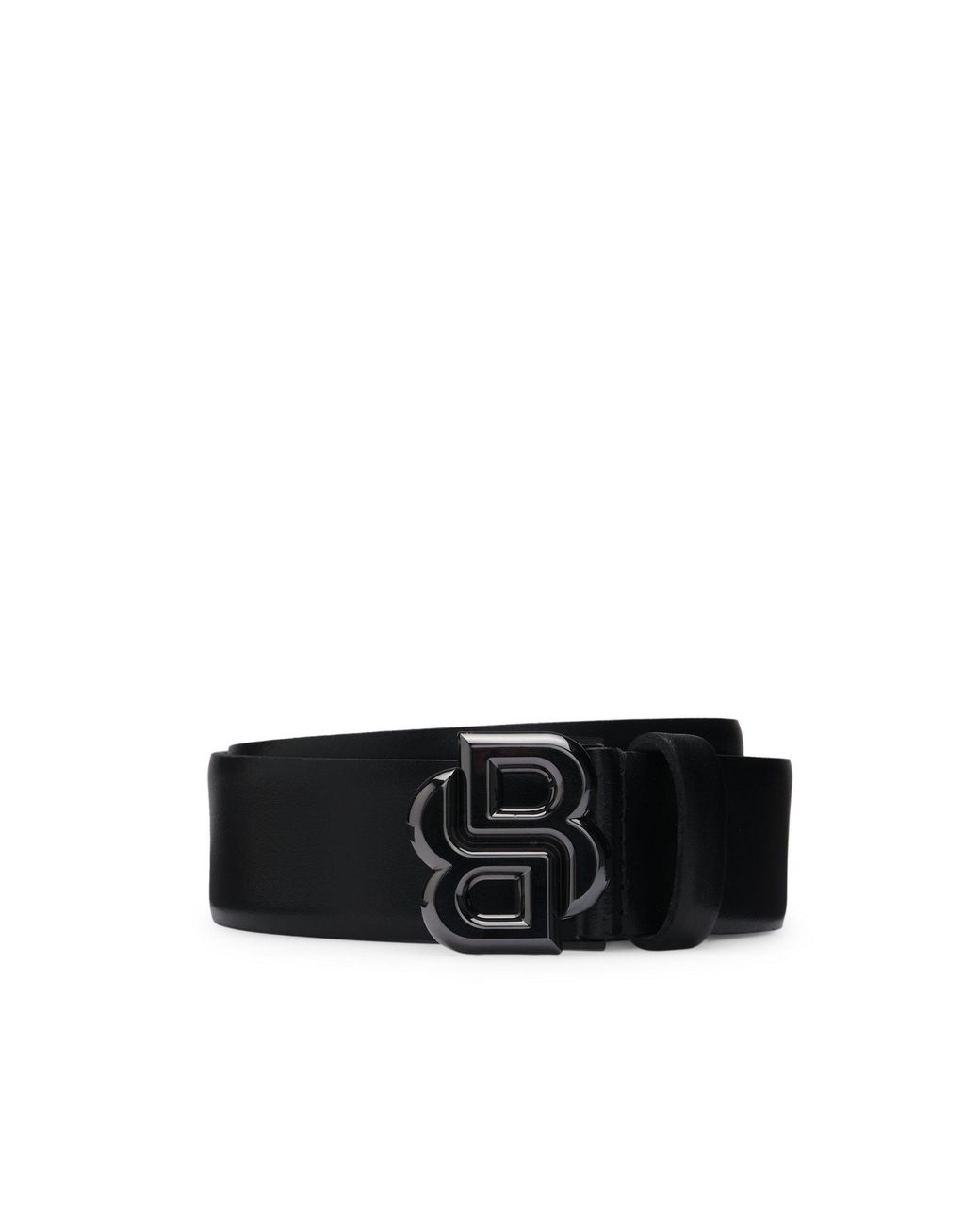 Boss Black Italian-Leather Belt With Double B Monogram Buckle for men