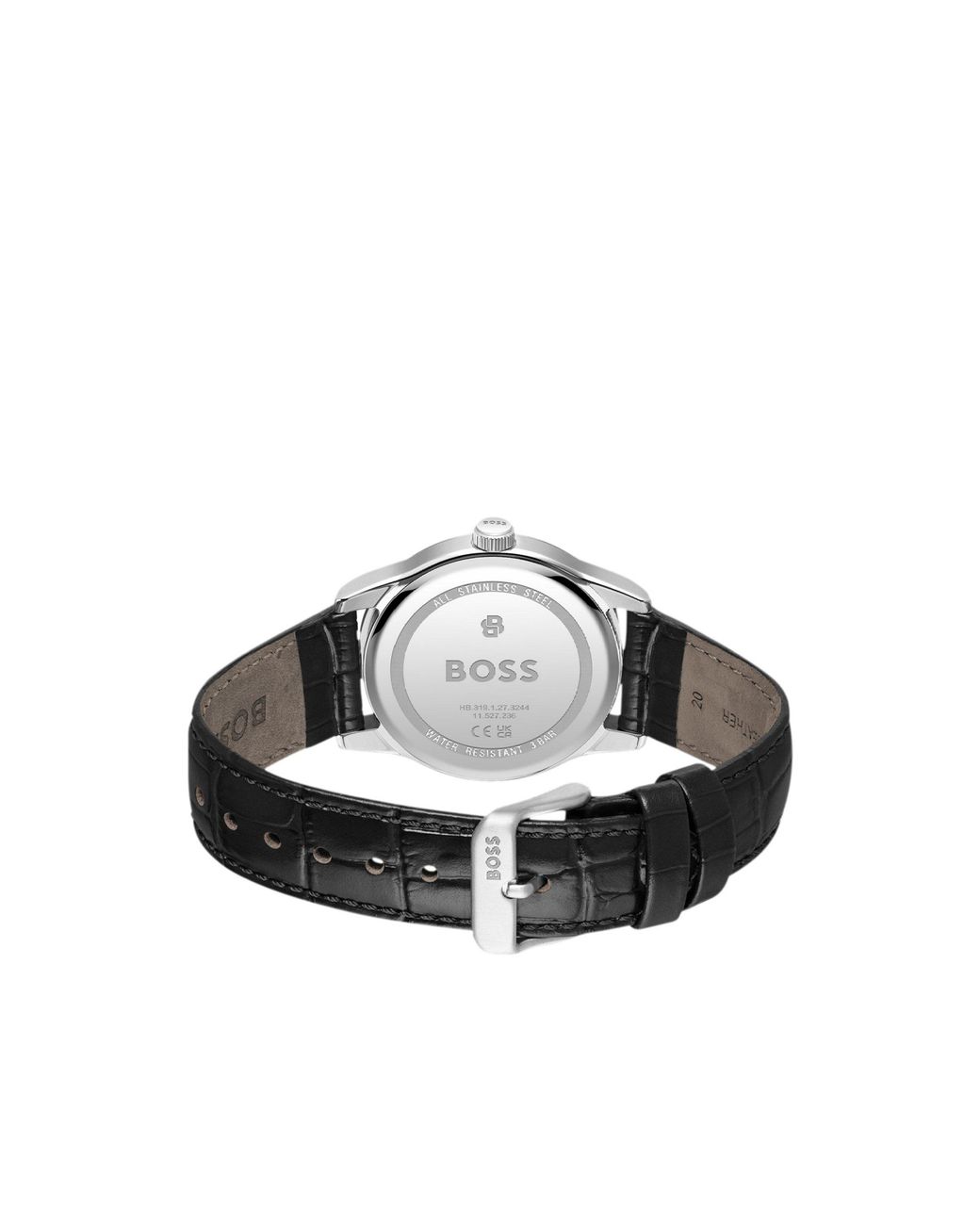Boss Black Langford-Dial Watch With Croc-Emed Leather Strap for men