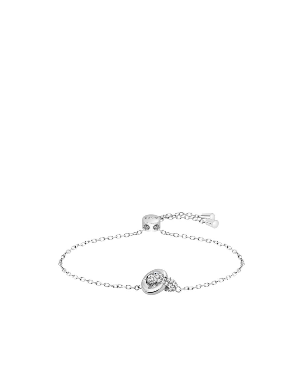 Boss White Tone Bracelet With Intertwined Rings