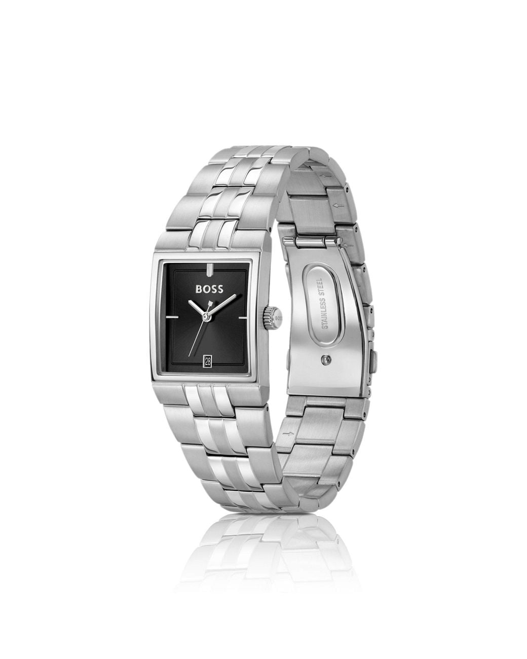 Boss White Strivo Stainless-Steel Watch With Stripe Detail for men