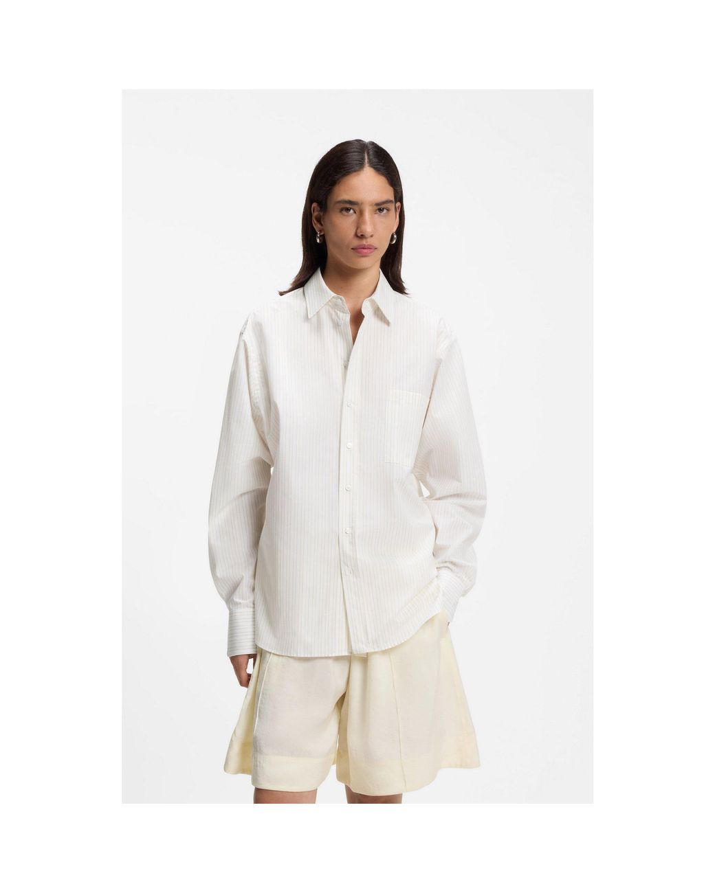 Boss White Relaxed-Fit Blouse