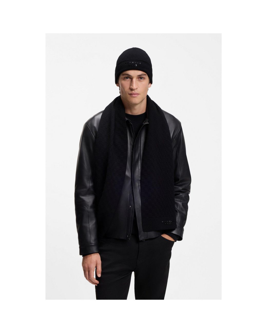 Boss Black Porsche X Beanie Hat With Pasha Check for men