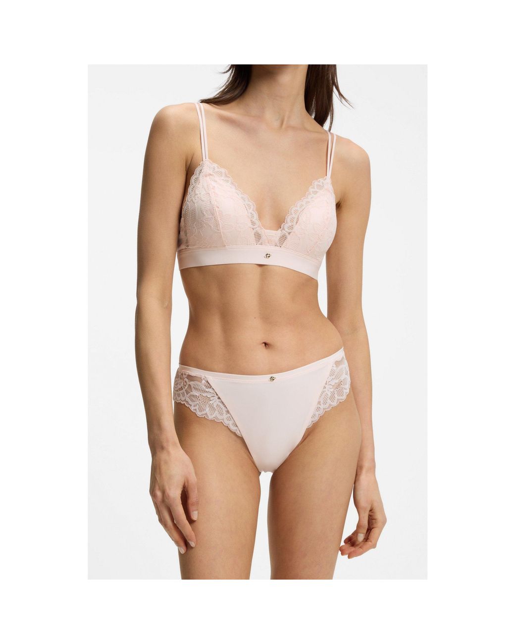 Boss Natural Lace Briefs With Mesh Pleating Details