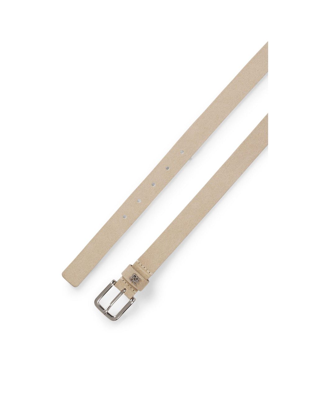 HUGO Natural Suede Belt With Stacked-Logo Keeper Trim