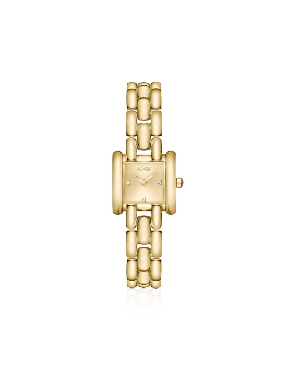 Boss Metallic Square-Tone Watch With Sculptural Bracelet