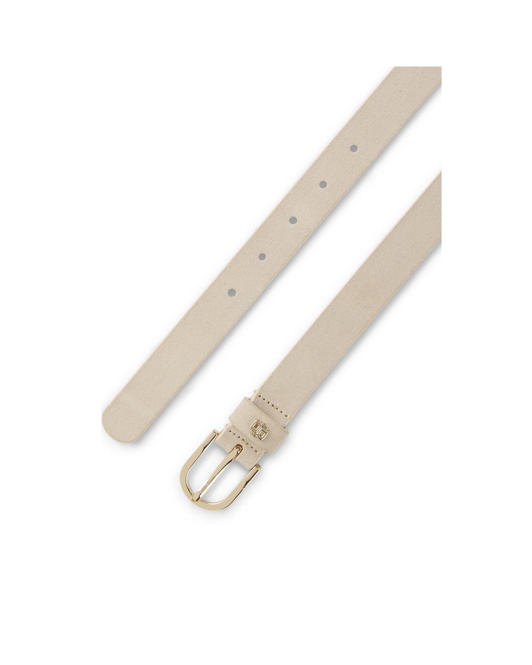 Boss Natural Suede Belt With-Tone Double B Monogram