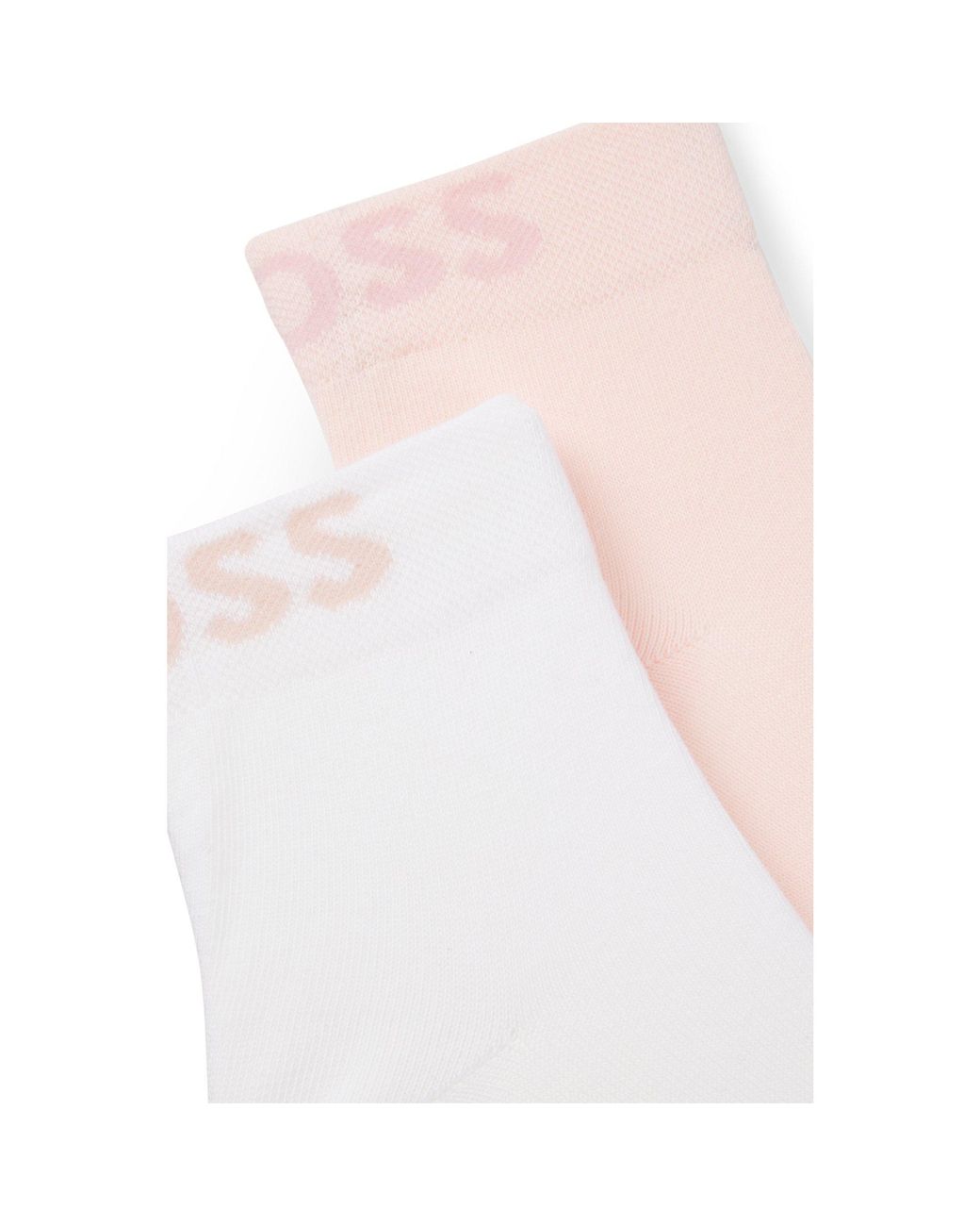 Boss White Two-Pack Of Quarter-Length Socks With Contrast Logos