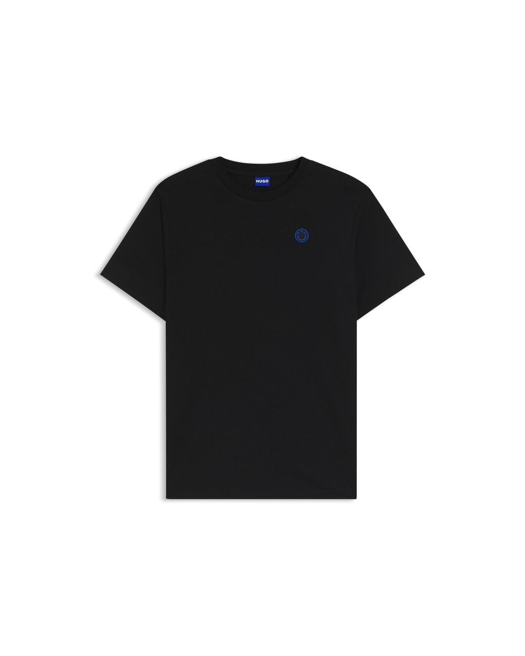 HUGO Black Cotton-Jersey T-Shirt With Happy Logo