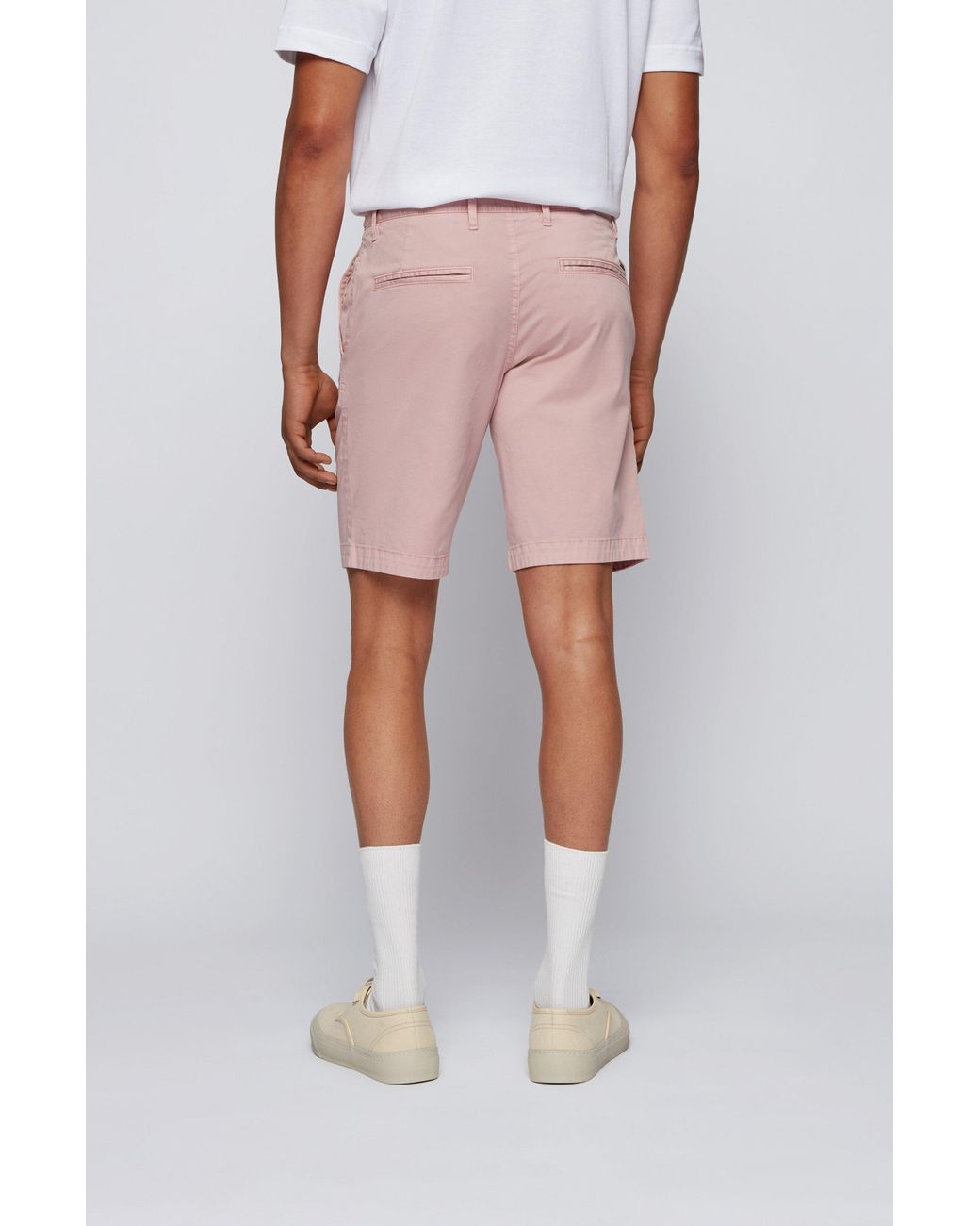 BOSS by HUGO BOSS Slim-fit Shorts In Stretch-cotton Twill in Light Pink  (Pink) for Men | Lyst