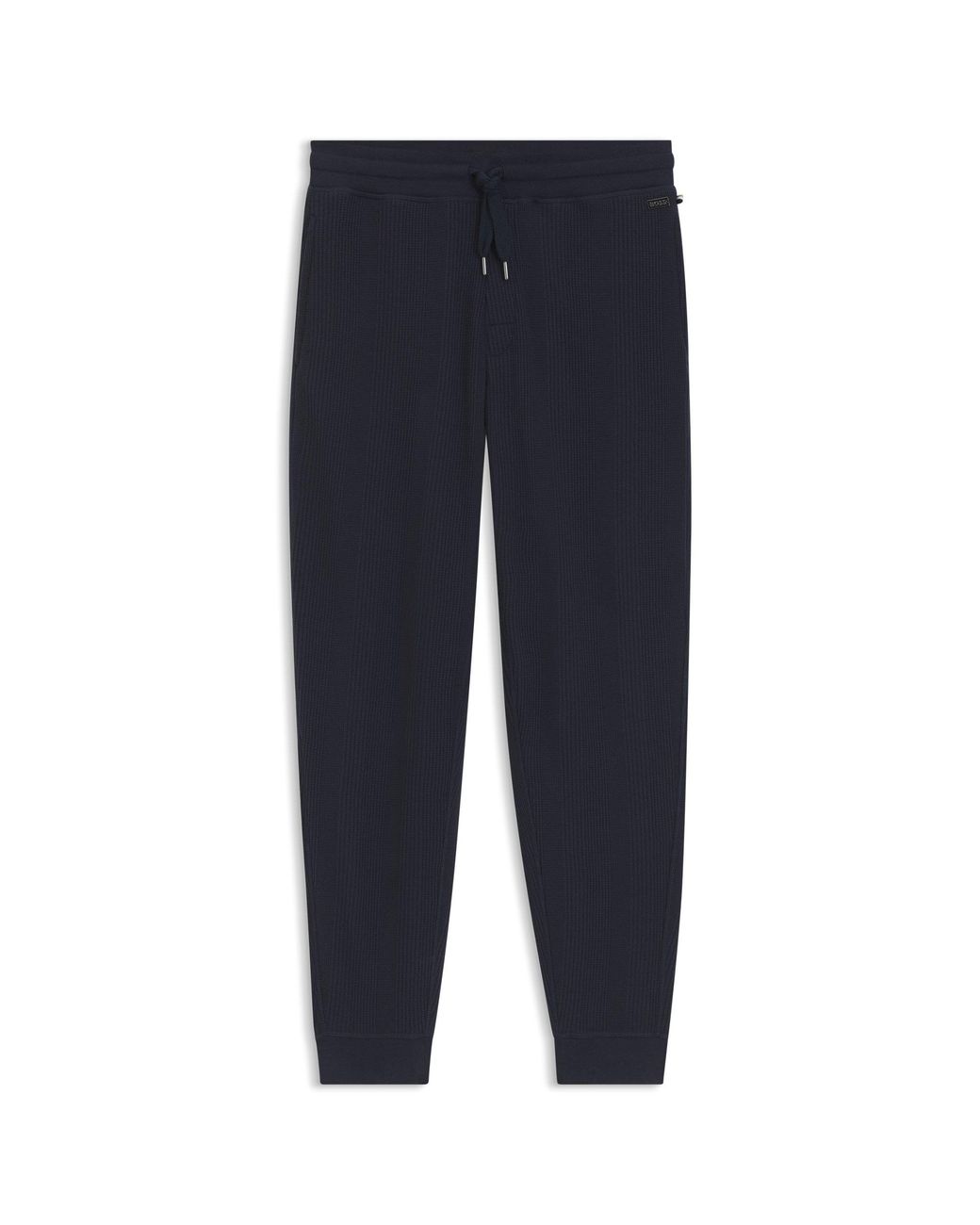 Boss Blue Cotton-Blend Tracksuit Bottoms With Waffle Structure for men