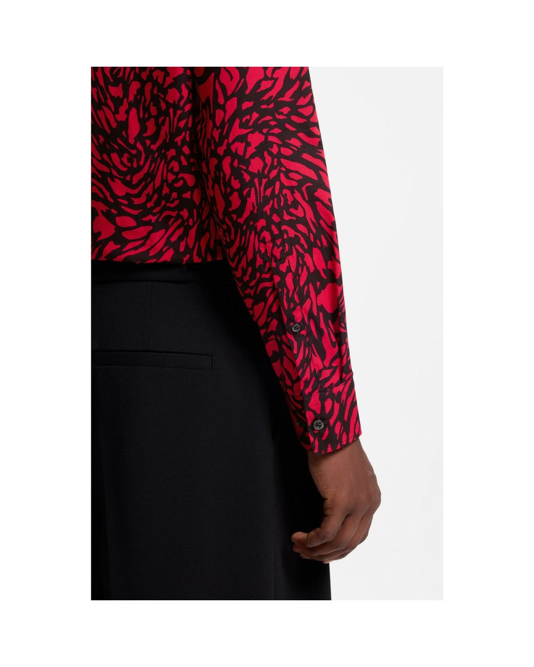 HUGO Red Slim-Fit Cotton Poplin Shirt With Bold Print for men
