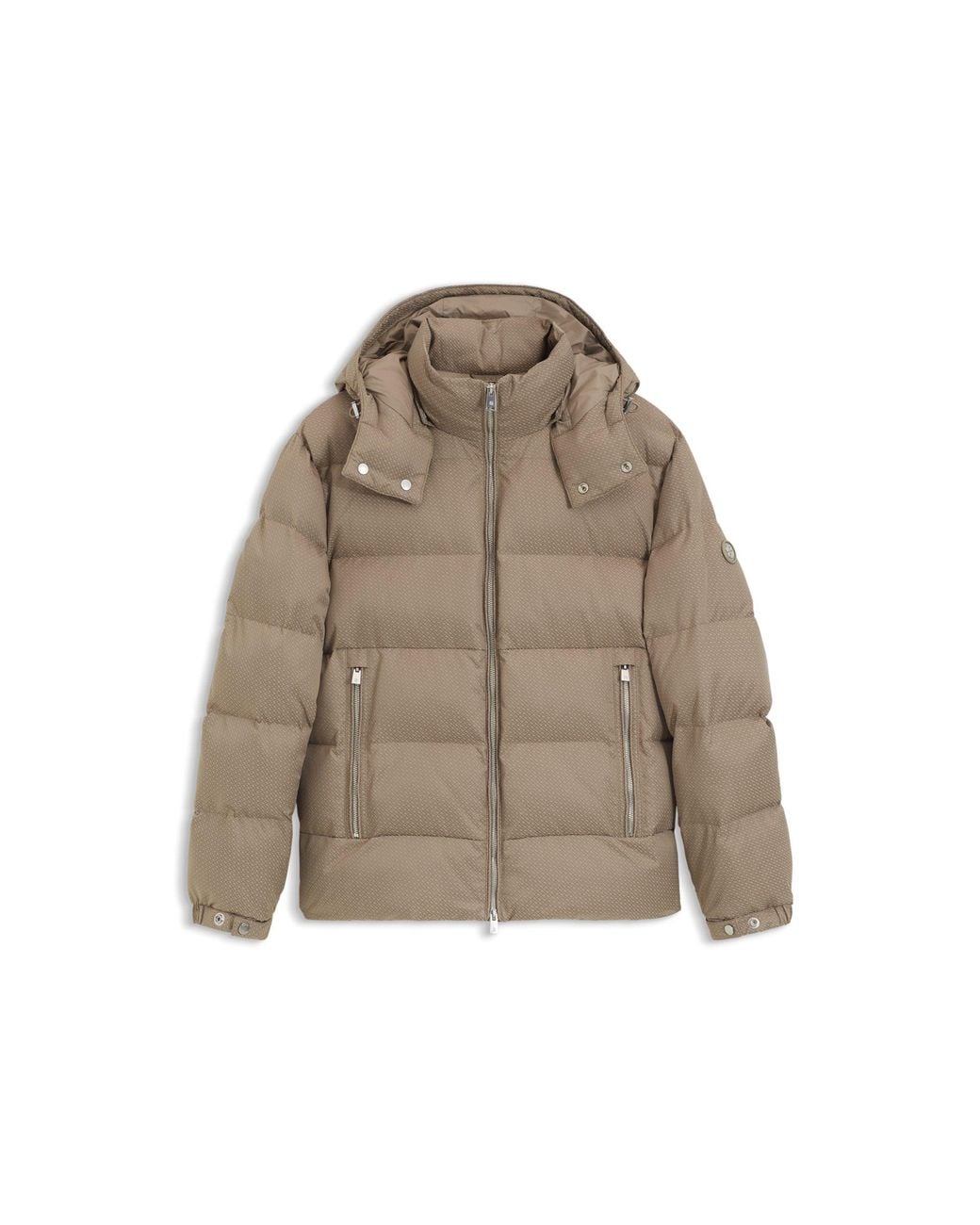 Boss Brown Water-Repellent Padded Jacket With Micro-Monogram Jacquard for men