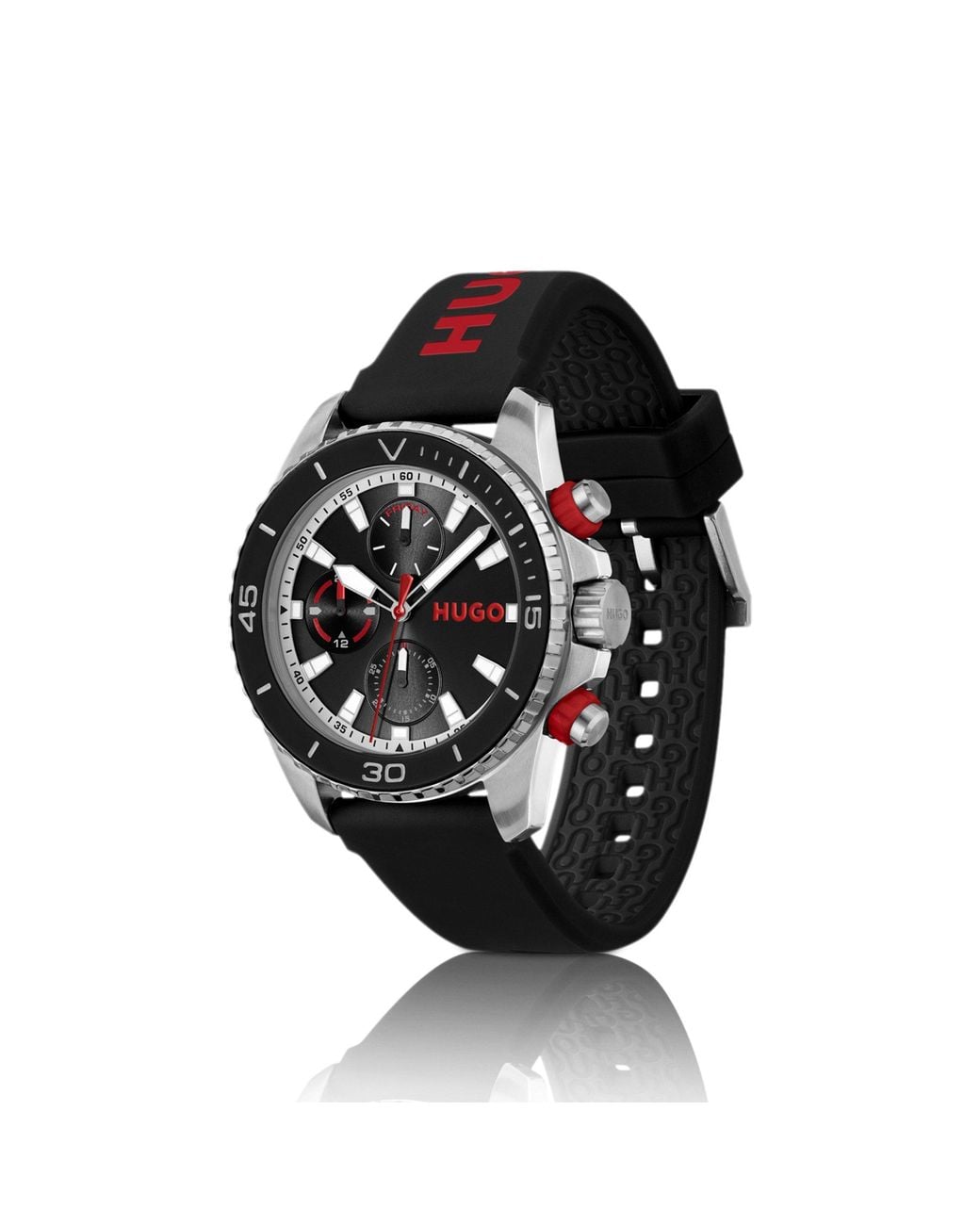 HUGO Black Logo-Strap Watch for men