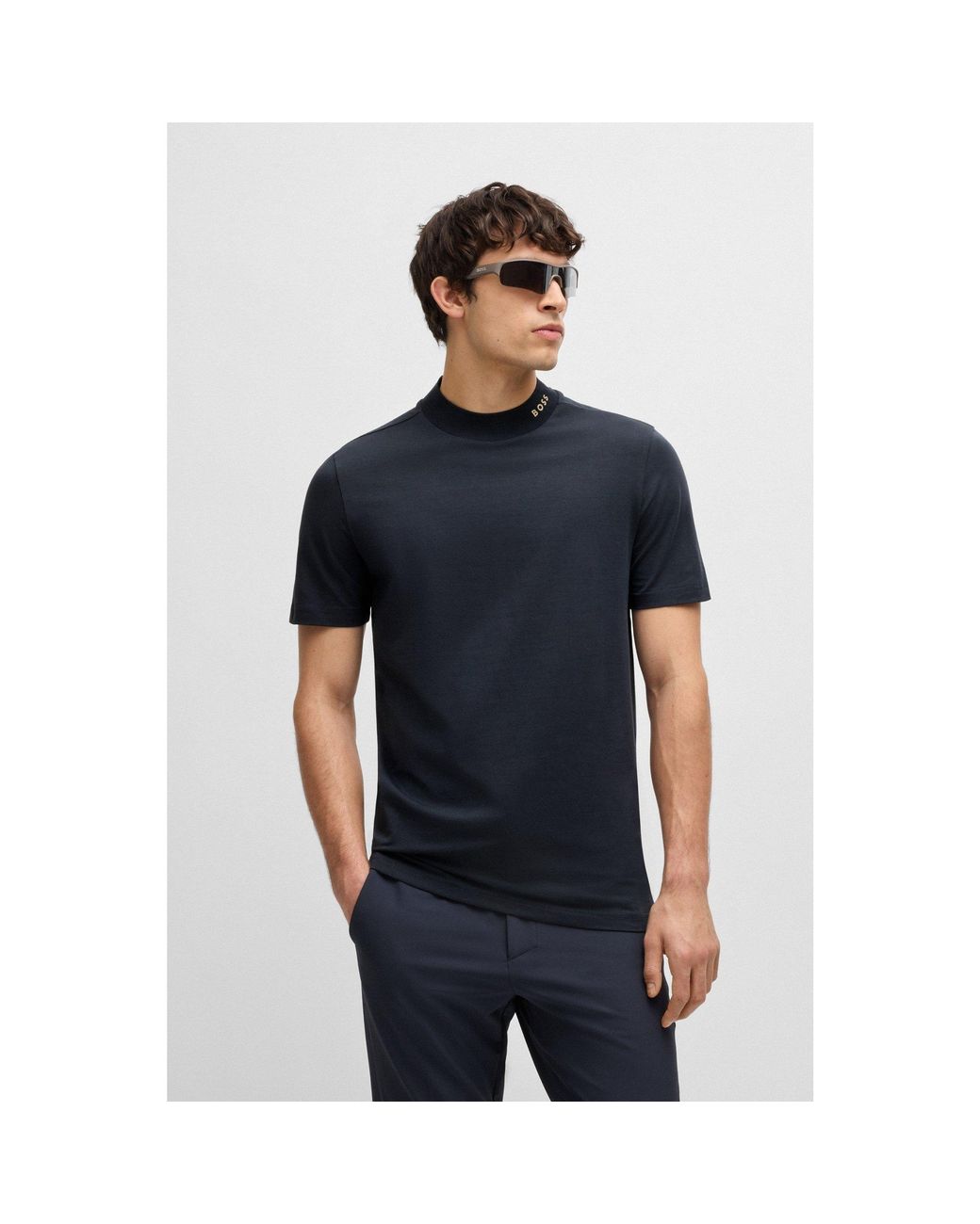 【関税込み】BOSS ブラック Stretch-Cotton ラージロゴ Tシャツ セール】ラージロゴ ストレッチコットン Tシャツ（Tシャツ