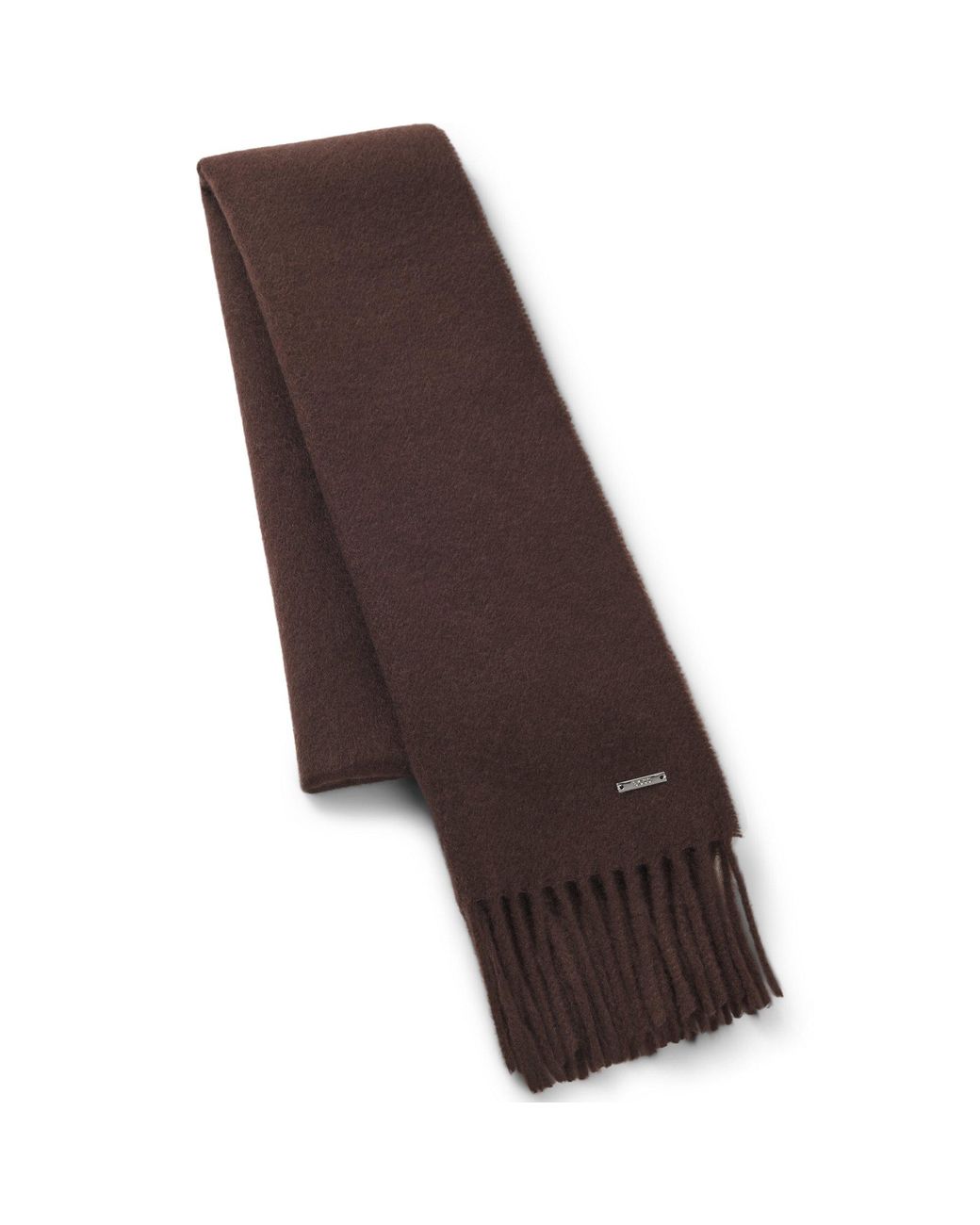 Boss Brown Cashmere Scarf With Metal Logo Plate for men