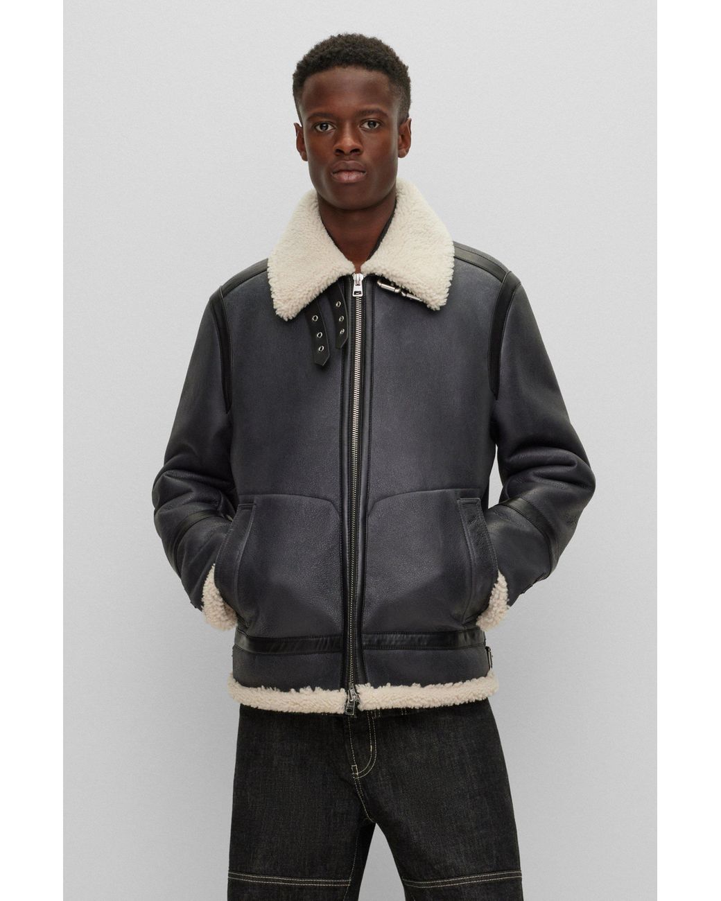 Hugo boss sheepskin clearance jacket