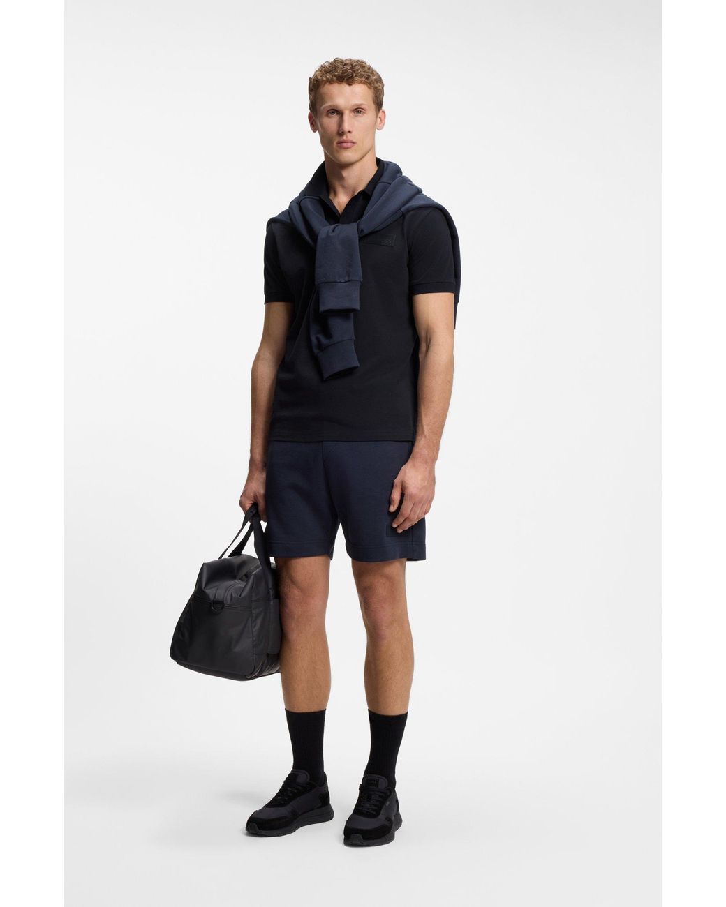 Boss Paddy-Polo Met Gestructureerde Logopatch in het Black voor heren