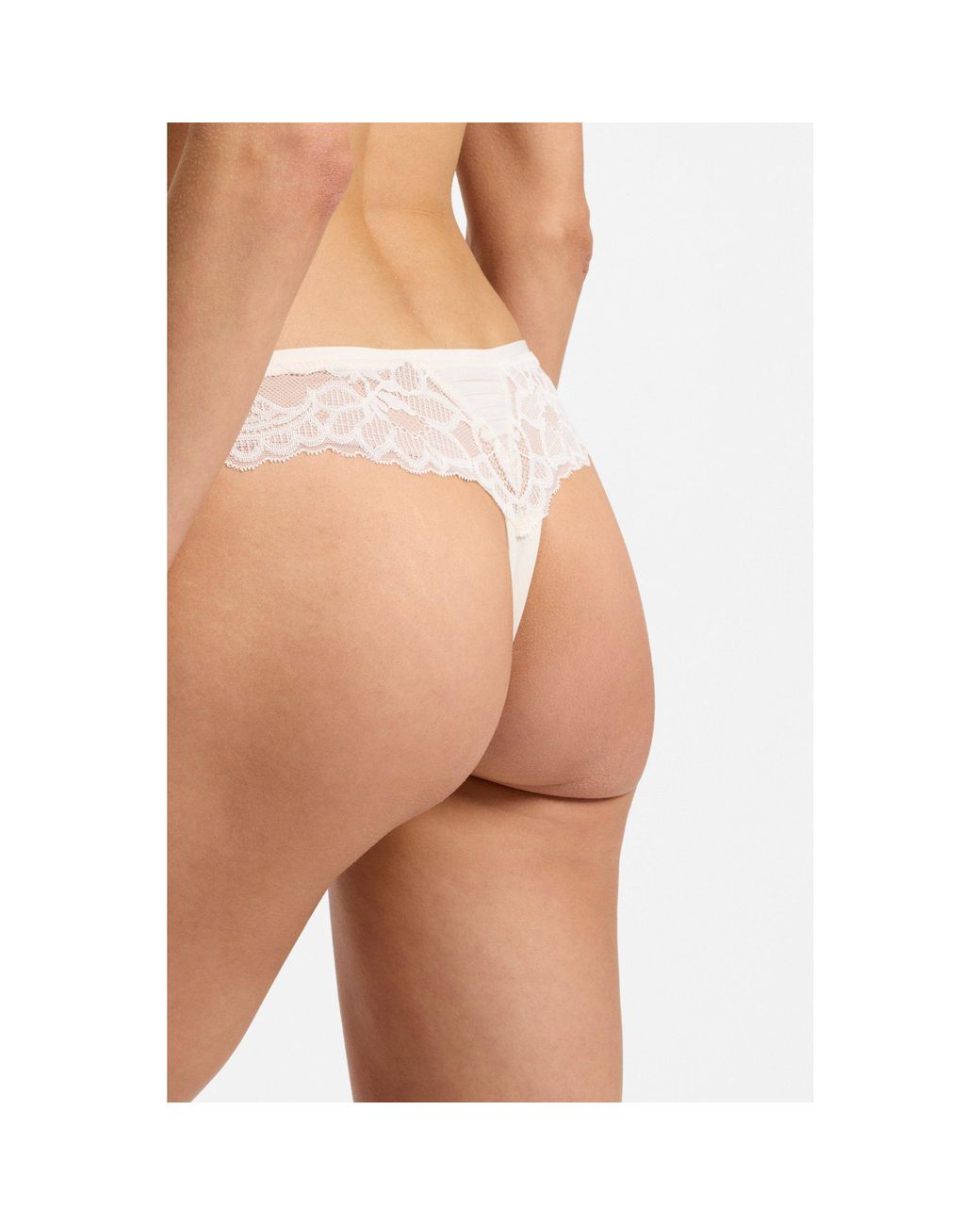 Boss Natural Lace Briefs With Mesh Pleating And Charm
