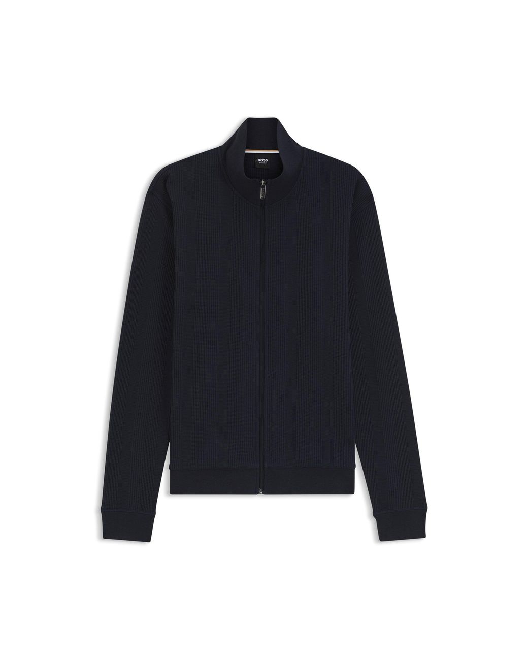 Boss Blue Cotton-Blend Jacket With Waffle Structure for men