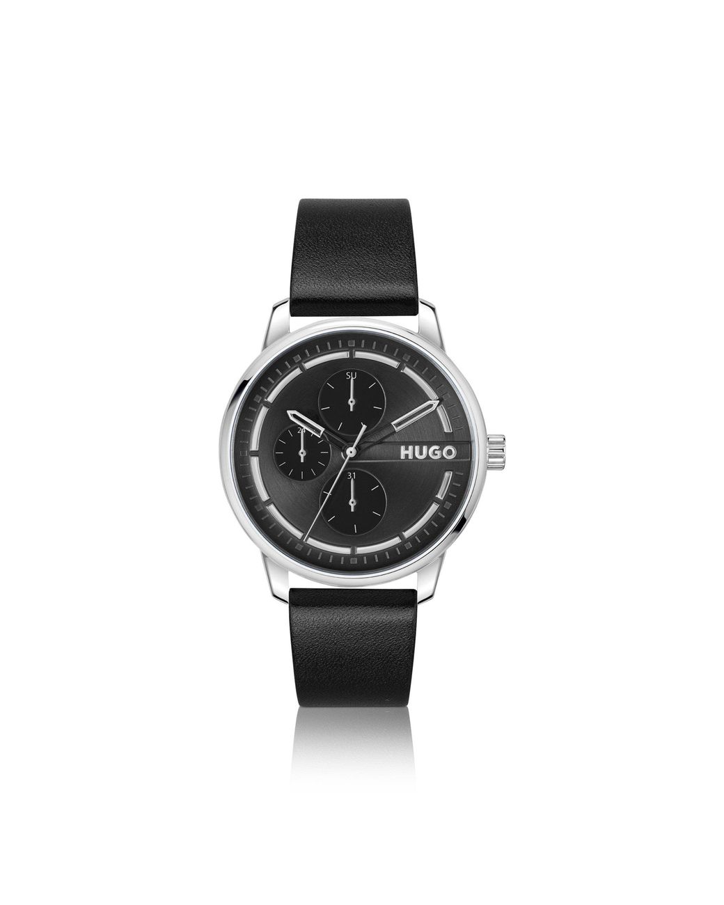 HUGO Black Stainless-Steel Watch for men