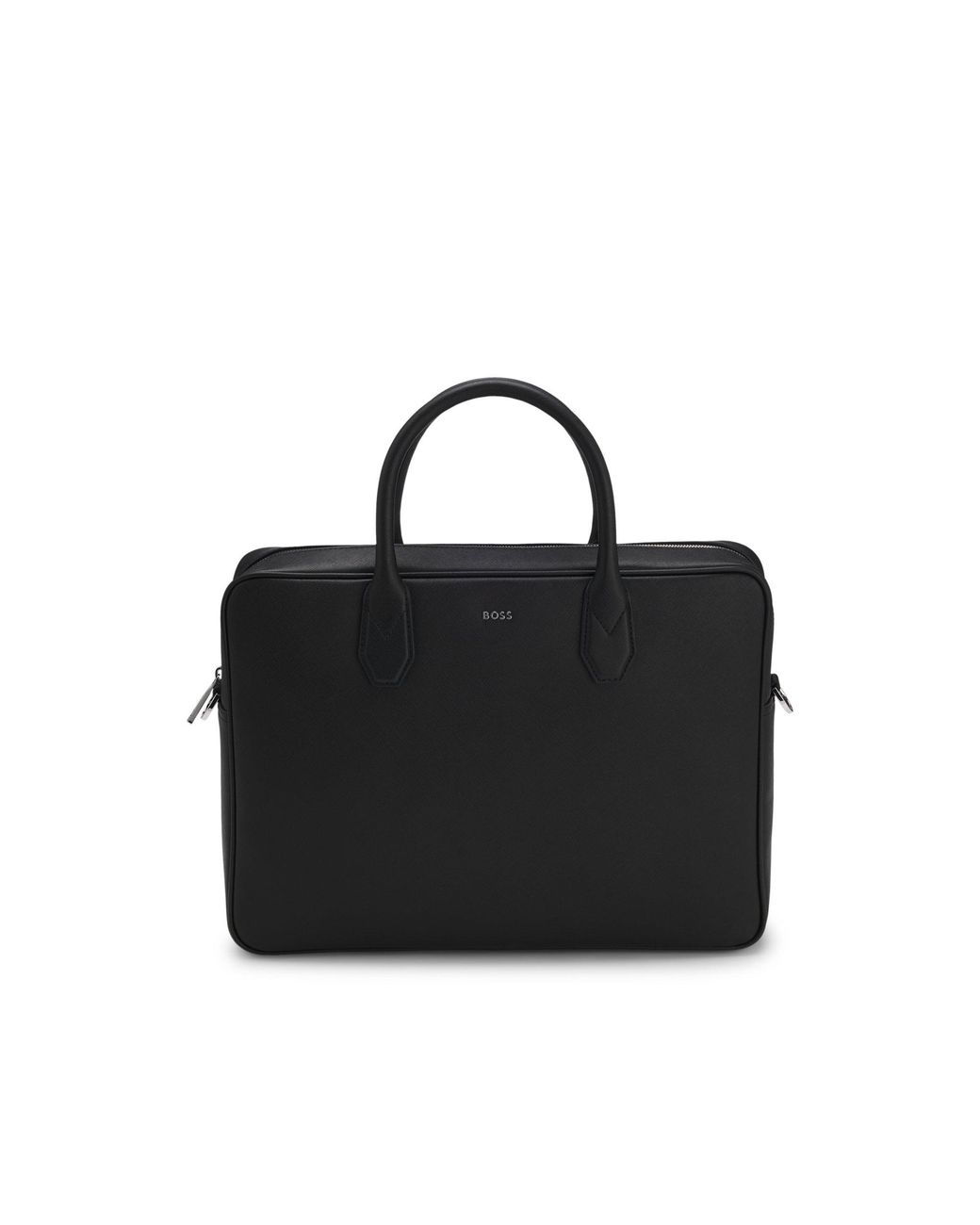 Boss Black Grained Document Case With Logo Lettering for men