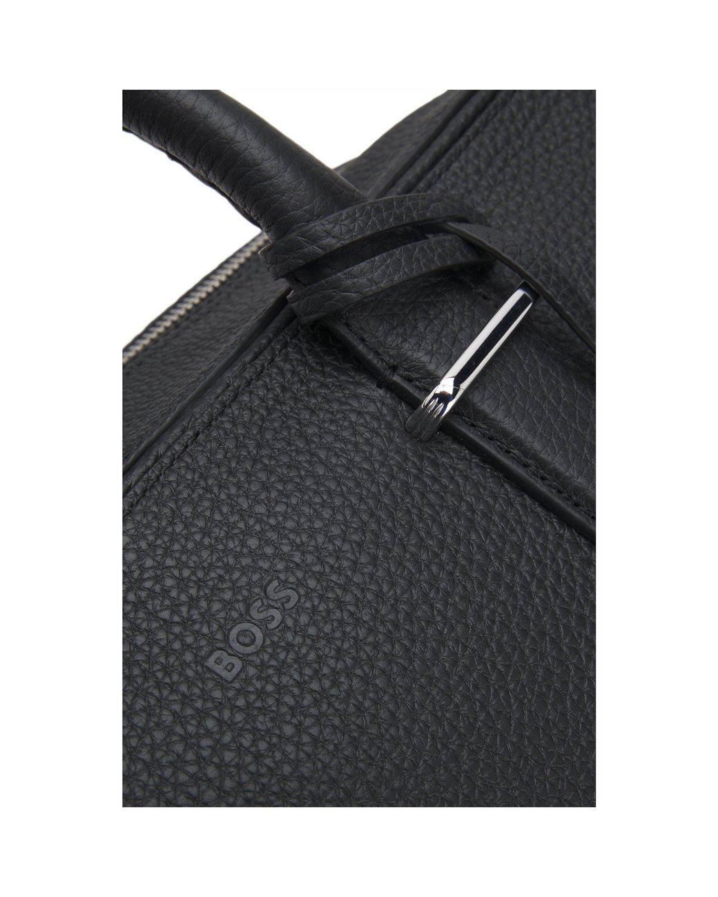 Boss Black Grained-Leather Holdall With Emed Logo for men