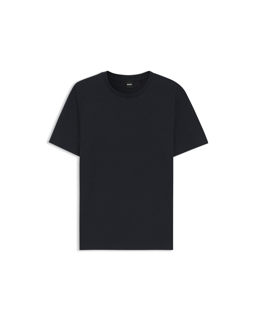 Boss Blue Cotton-Blend T-Shirt With Bubble-Jacquard Structure for men