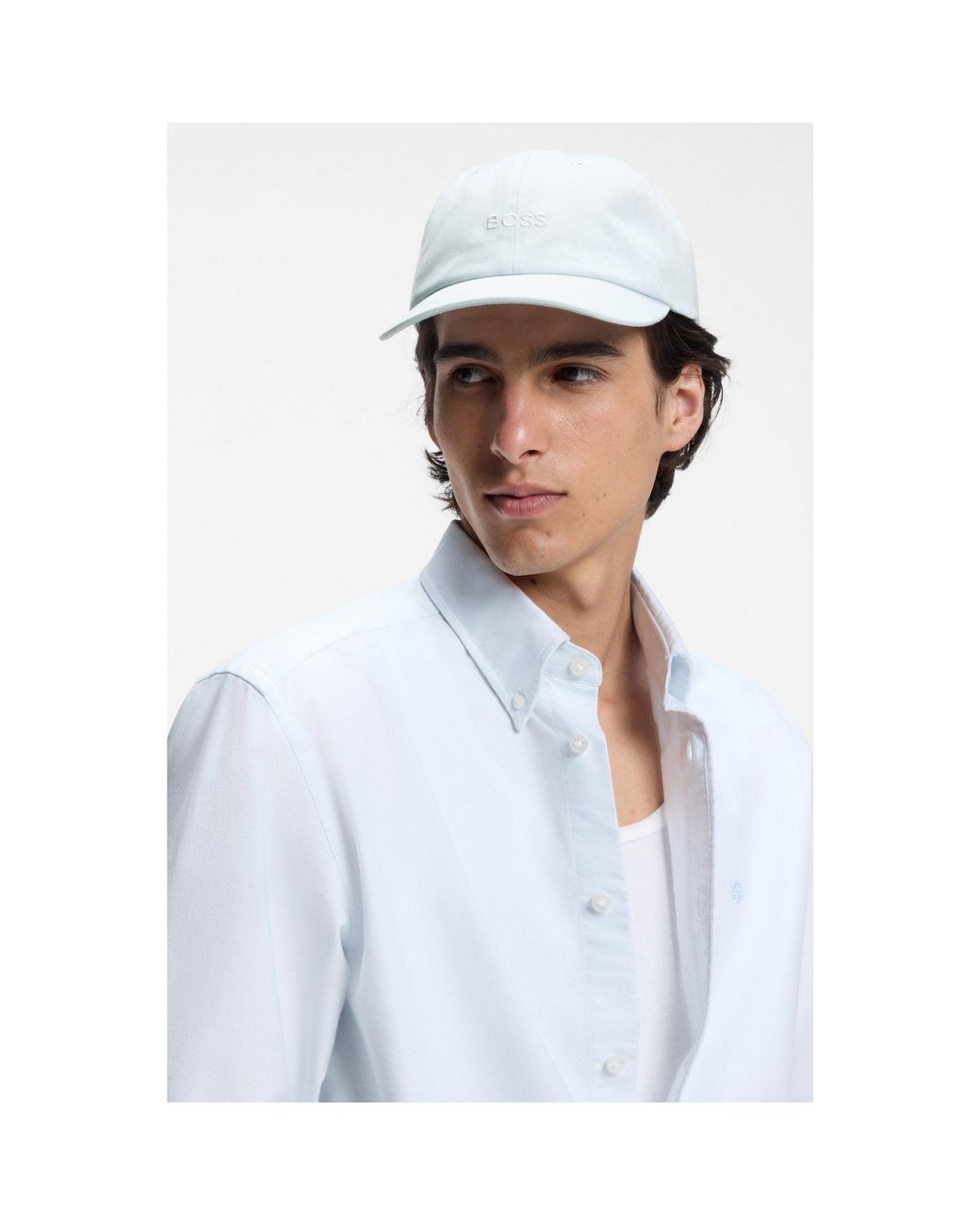Boss White Cotton-Twill Cap With Embroidered Logo for men