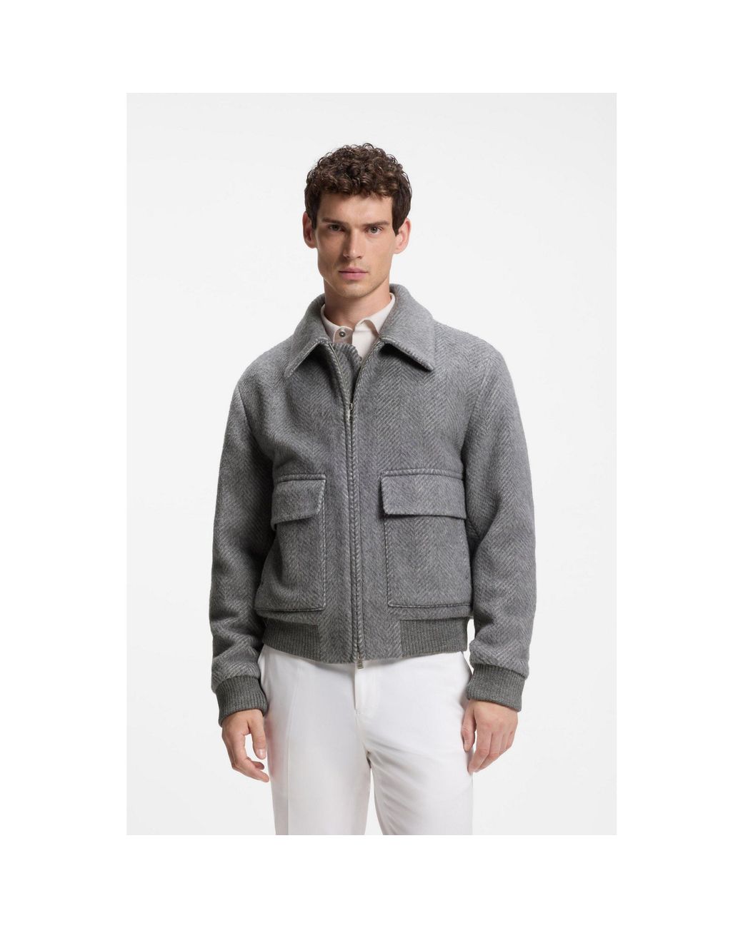 Boss Gray Relaxed-Fit Jacket for men