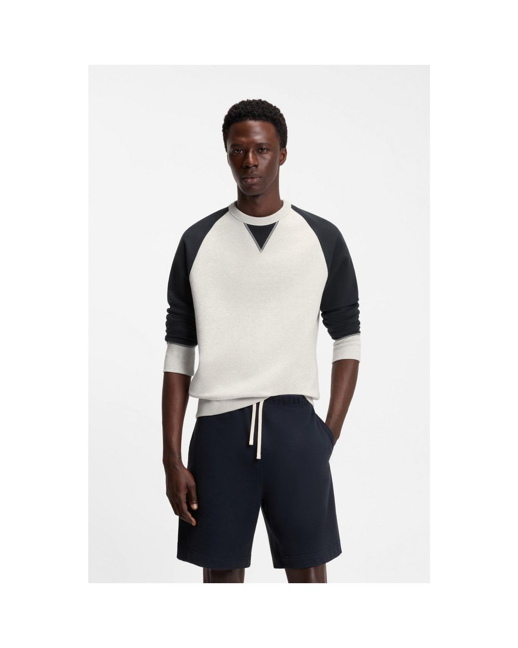 Boss Black By Beckham Cotton Sweater With Colour-Blocking for men