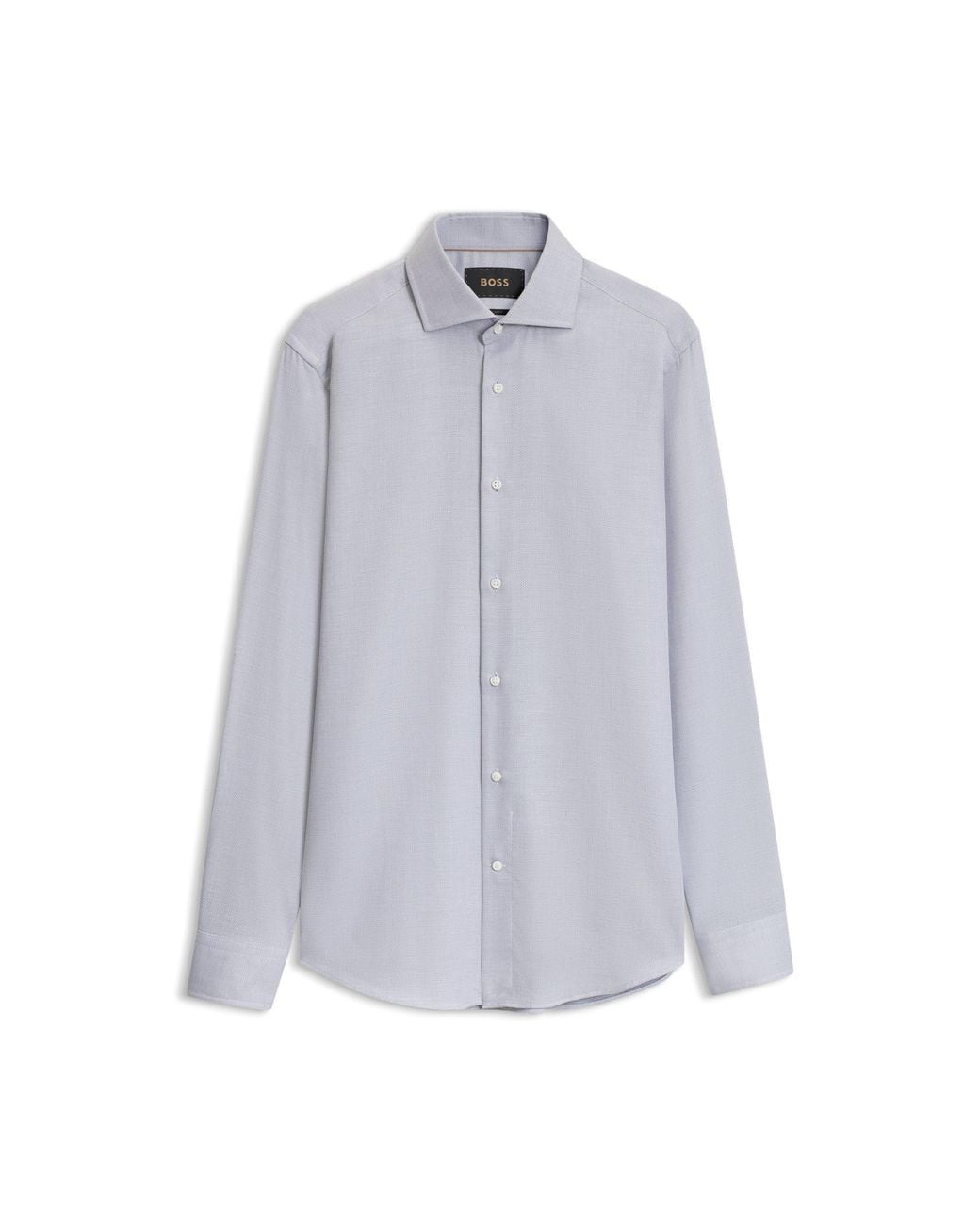 Boss Gray Regular-Fit Cotton Shirt for men