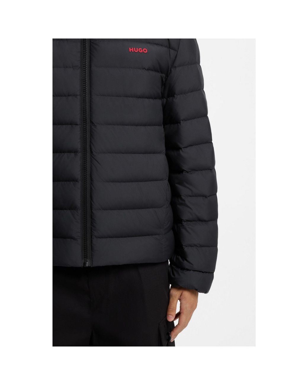 HUGO Black Water-Repellent Down Jacket for men