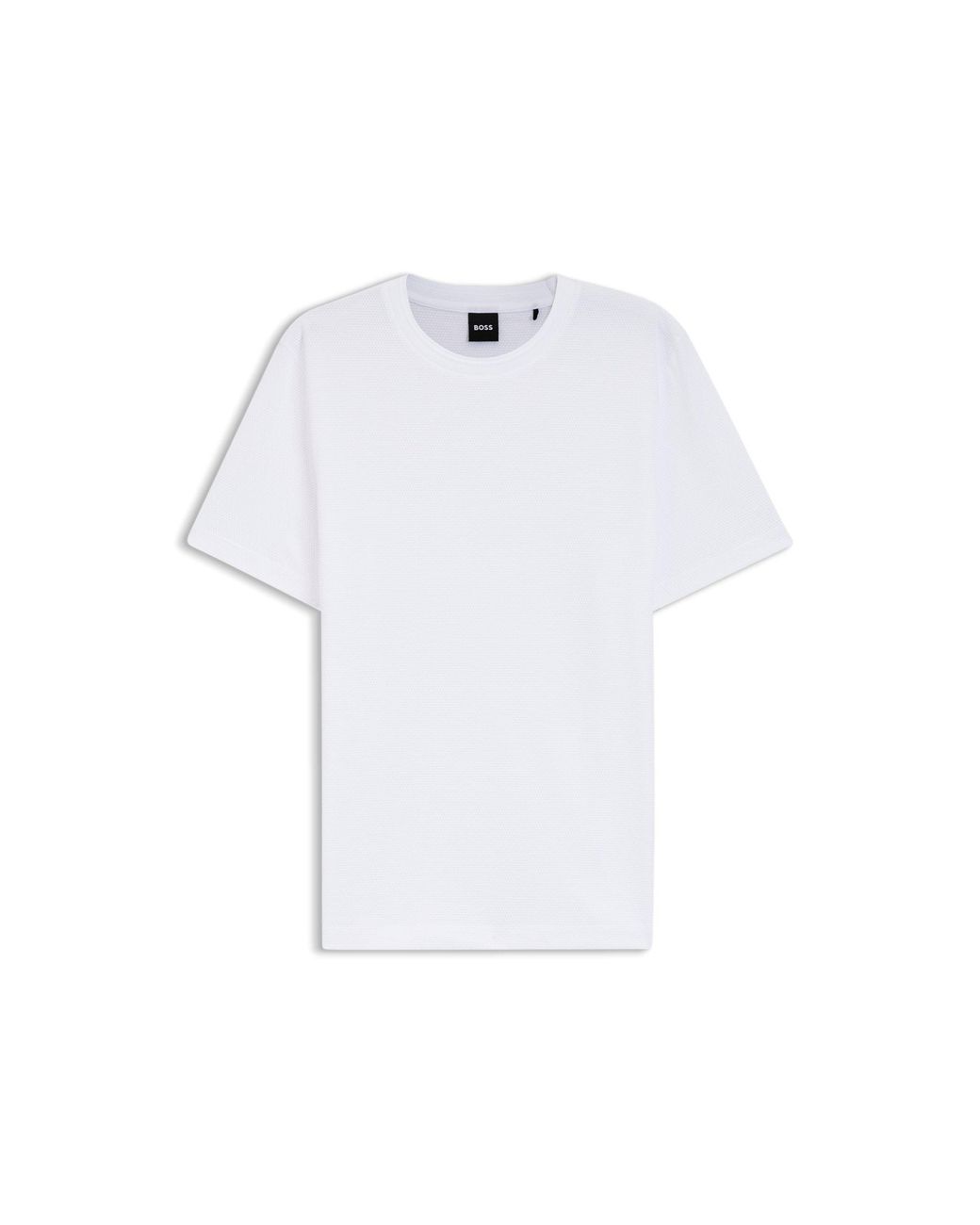 Boss White Cotton-Blend T-Shirt With Bubble-Jacquard Structure for men