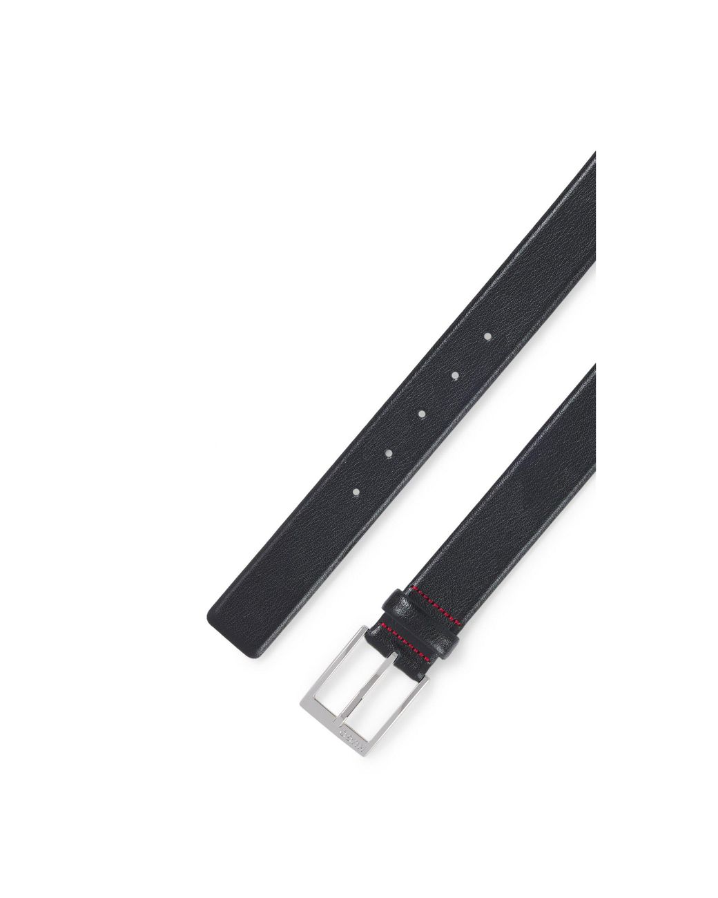 HUGO Black Grained-Leather Belt With-Tone Hardware for men