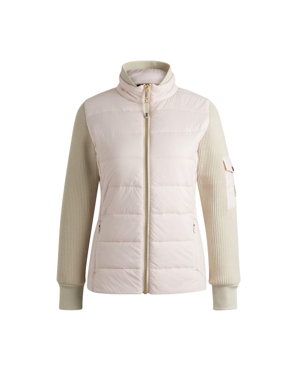 Boss Natural Equestrian Mixed-Material Jacket With Sleeve Pocket