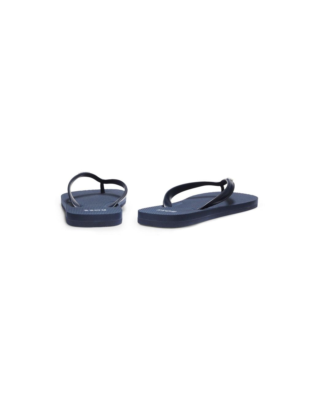 Boss Blue Italian-Made Flip-Flops With Contrast Logo Detail for men