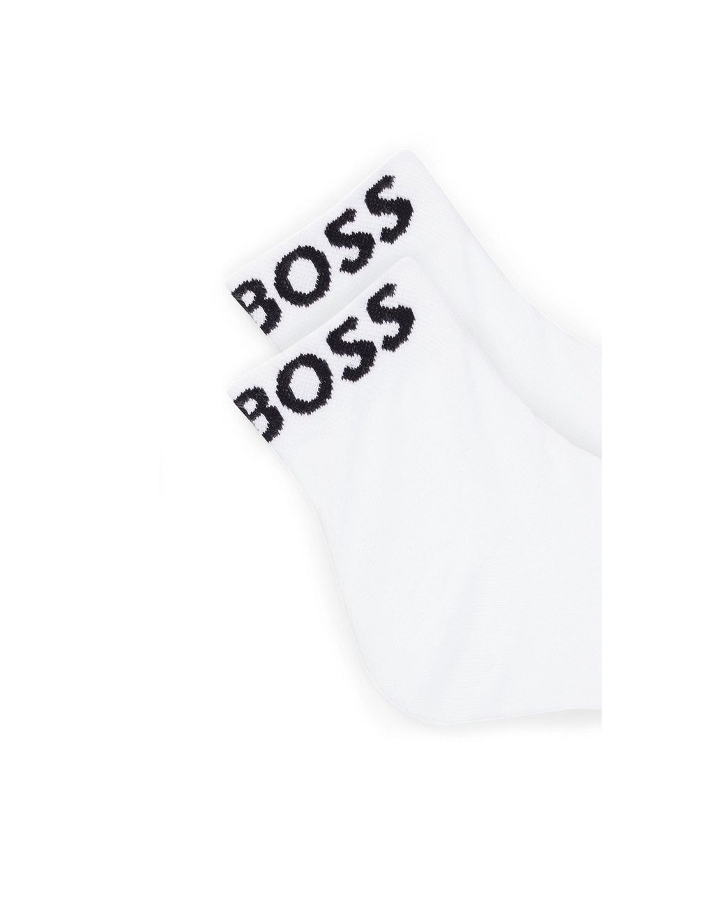 Boss White Two-Pack Of Quarter-Length Socks With Contrast Logos
