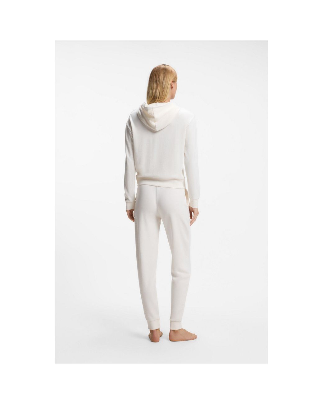 Boss White Logo-Detail Hoodie