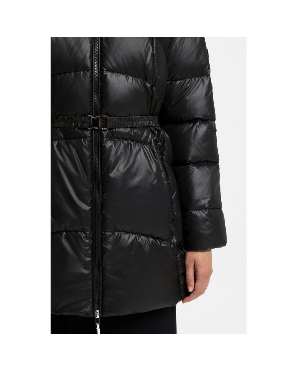Boss Black Knee-Length Hooded Jacket With Removable Belt