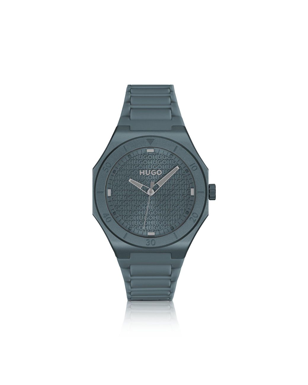 HUGO Blue Aluminium Watch With Logo-Textured Dial for men